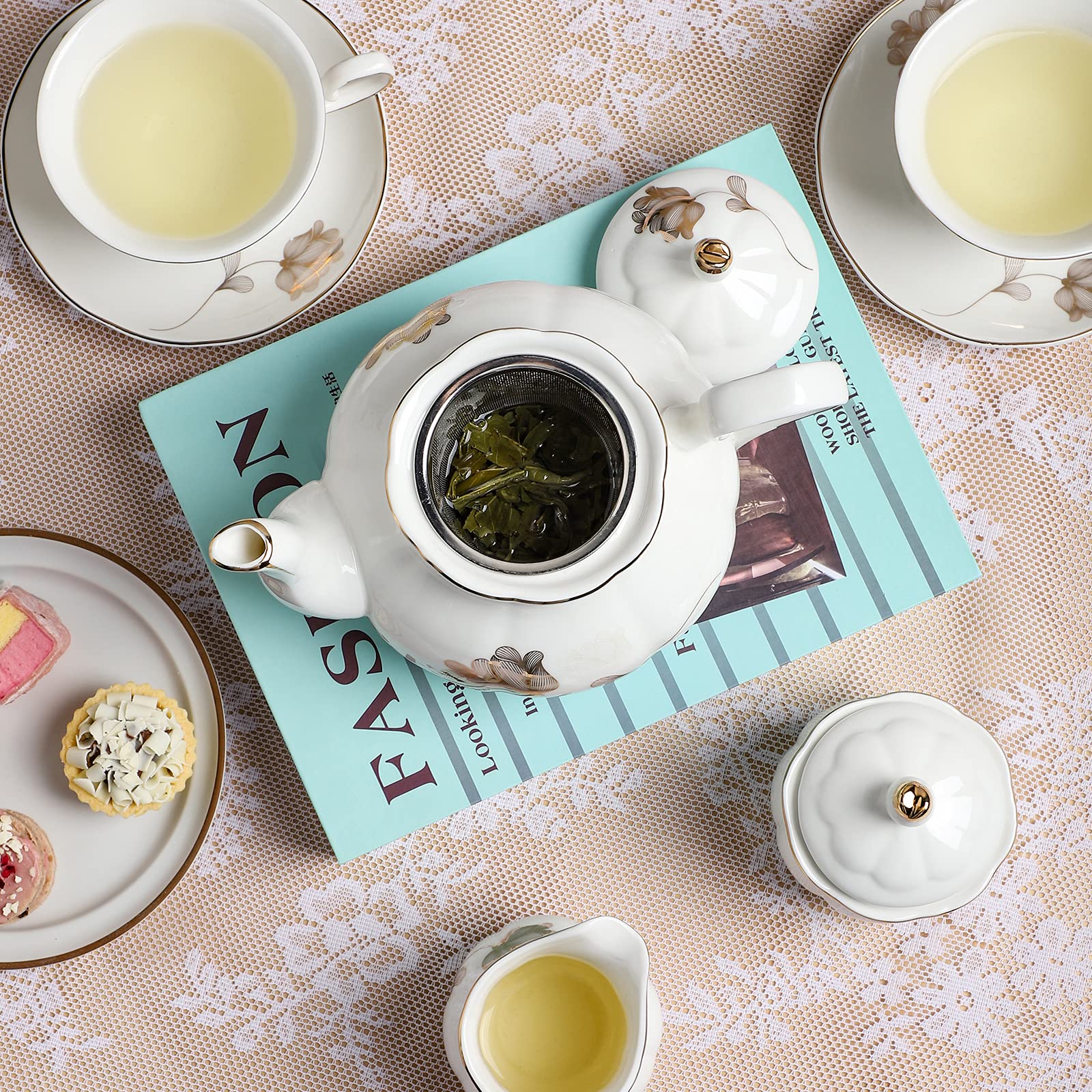 Dishwasher safe CHENP.HMC tea set with pattern care