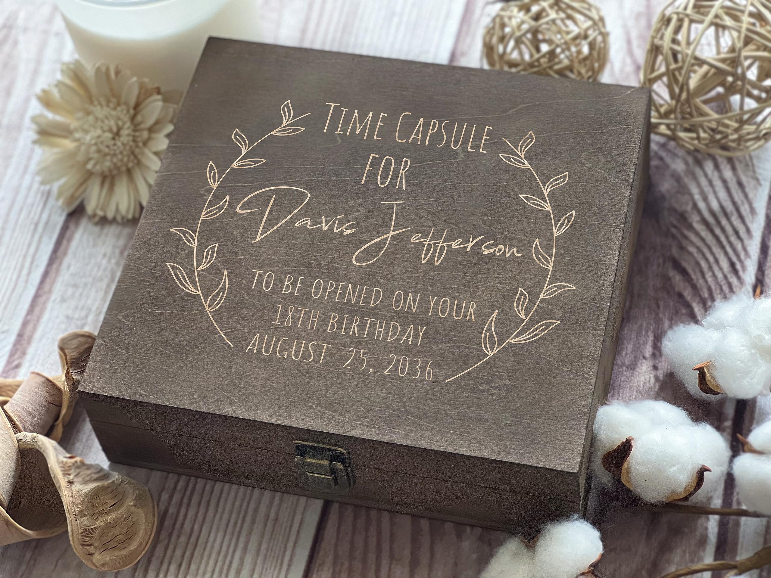 Wood craft engraved box with laser engraving by Cherished Milestones