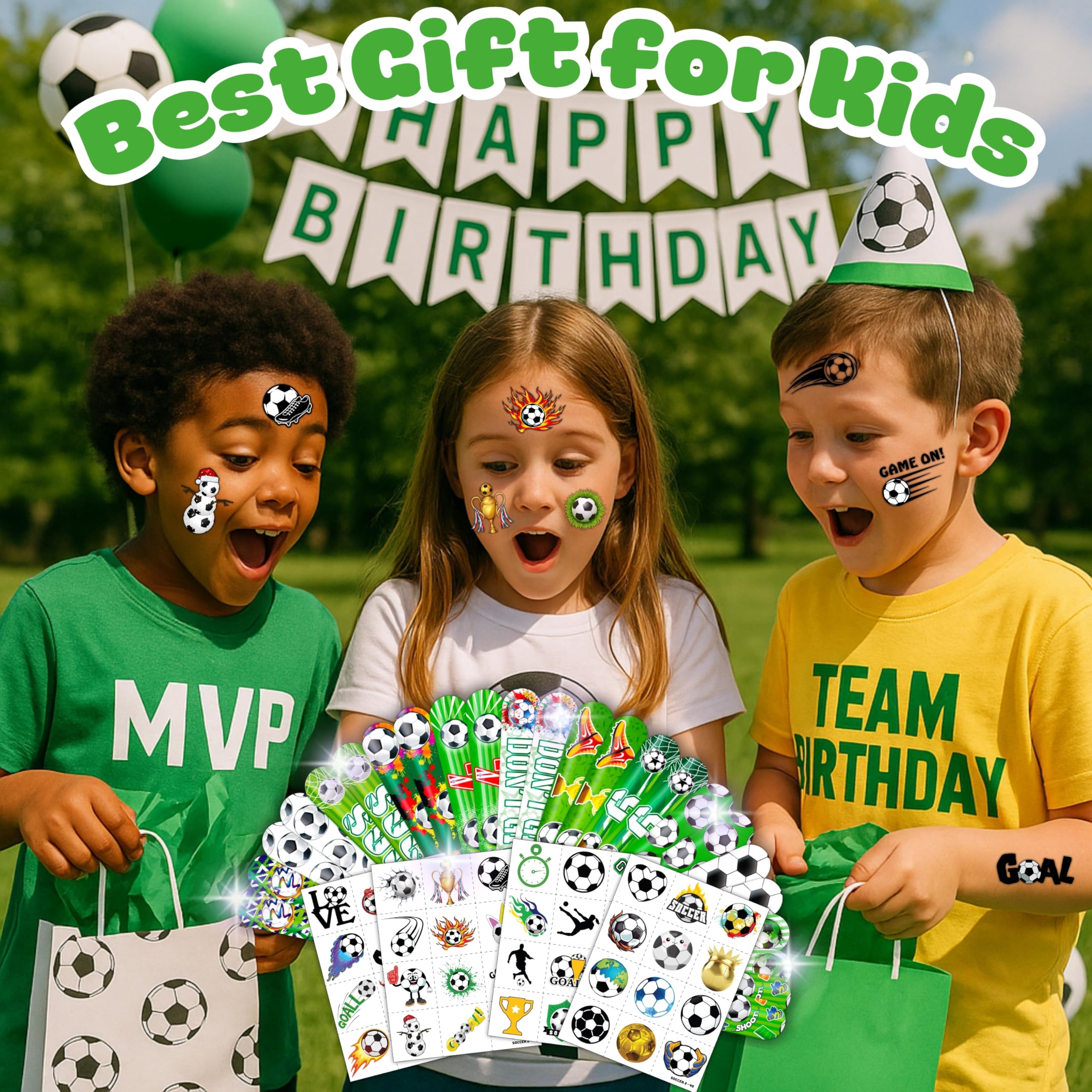 48 temporary tattoos included in Cherisnowy soccer bundle