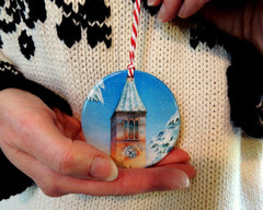 3-inch diameter round ornament color enhanced by sublimation