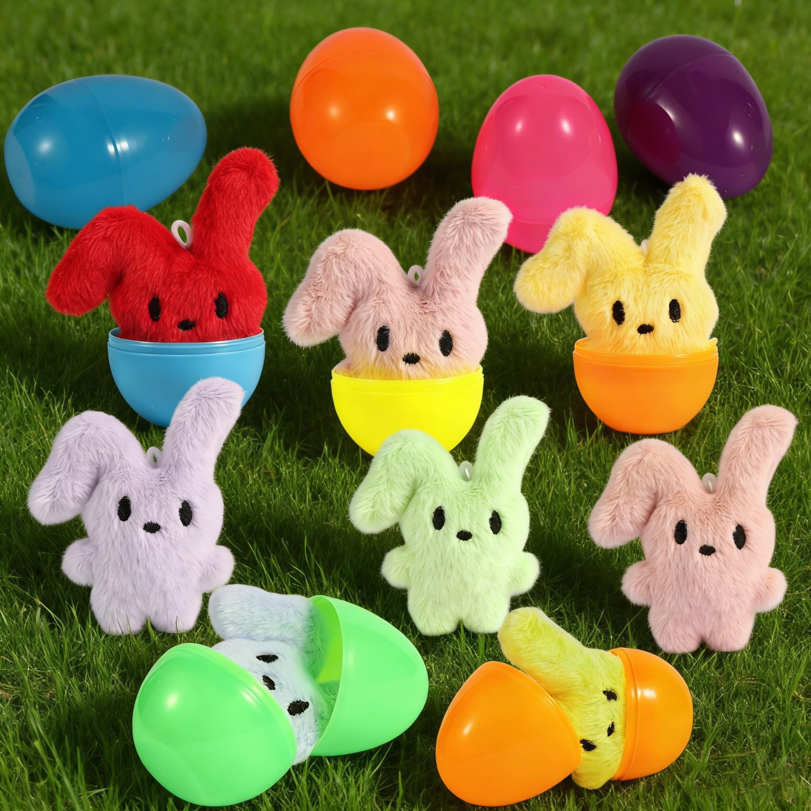 Yellow CHHOEAV plush bunny inside egg close up
