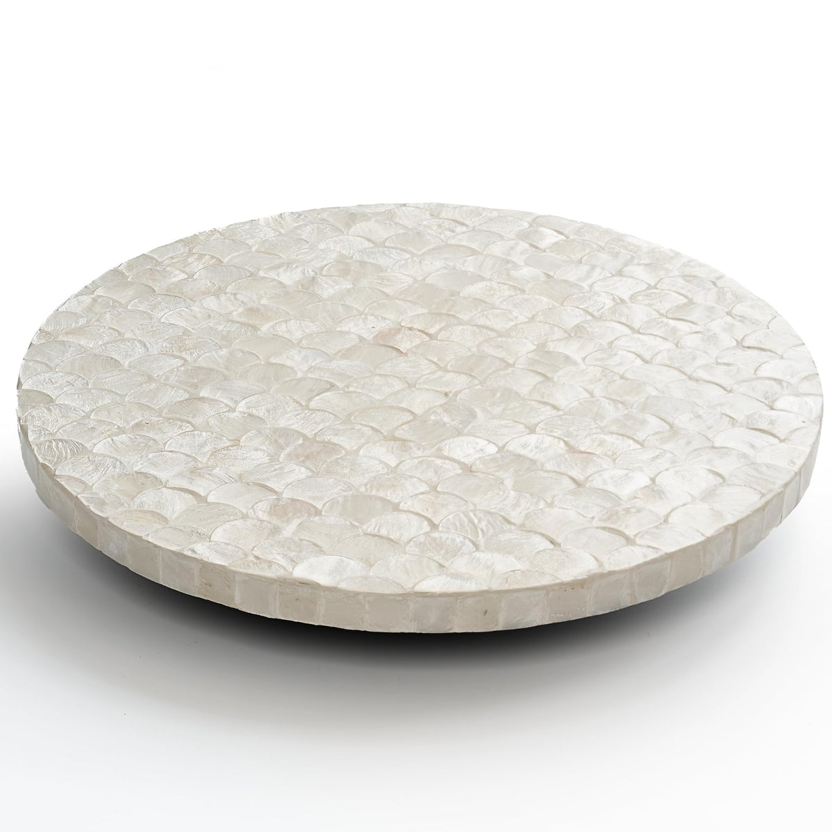 Capiz Lazy Susan by CHI AN HOME close up with white capiz shells