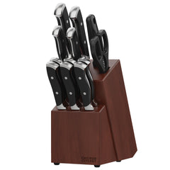 Chicago Cutlery Armitage 13-PC block set with espresso wooden block on kitchen counter