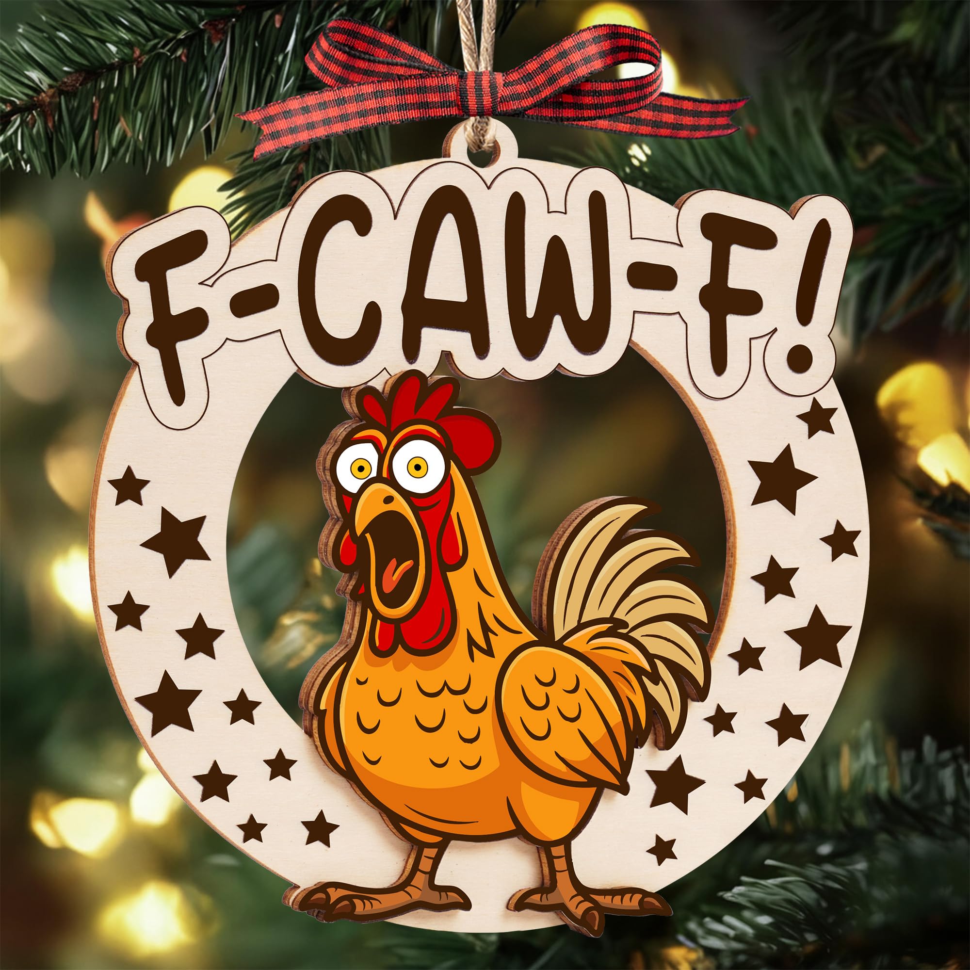 Giftable chicken Christmas ornament for adults