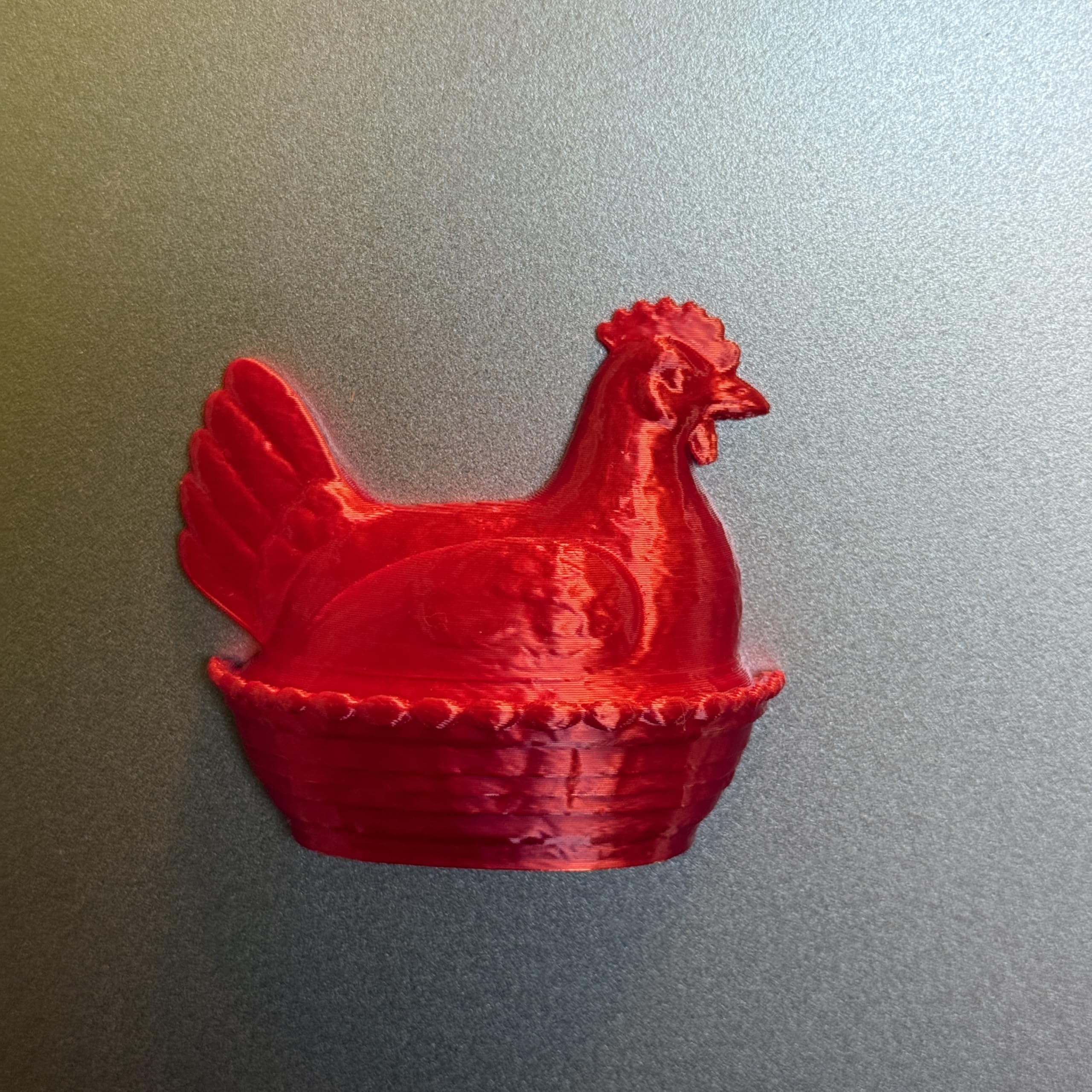 Chicken decor magnets with hen nest motif