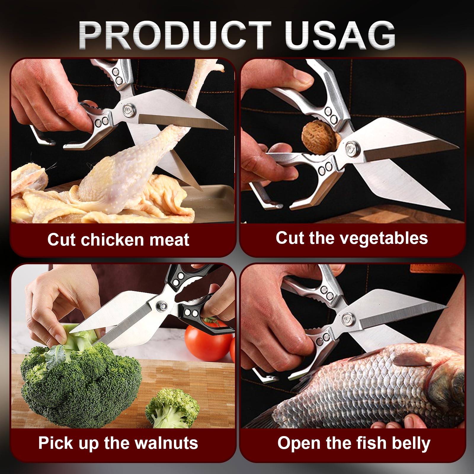 Kitchen Shears used for chicken, meat, seafood and bones