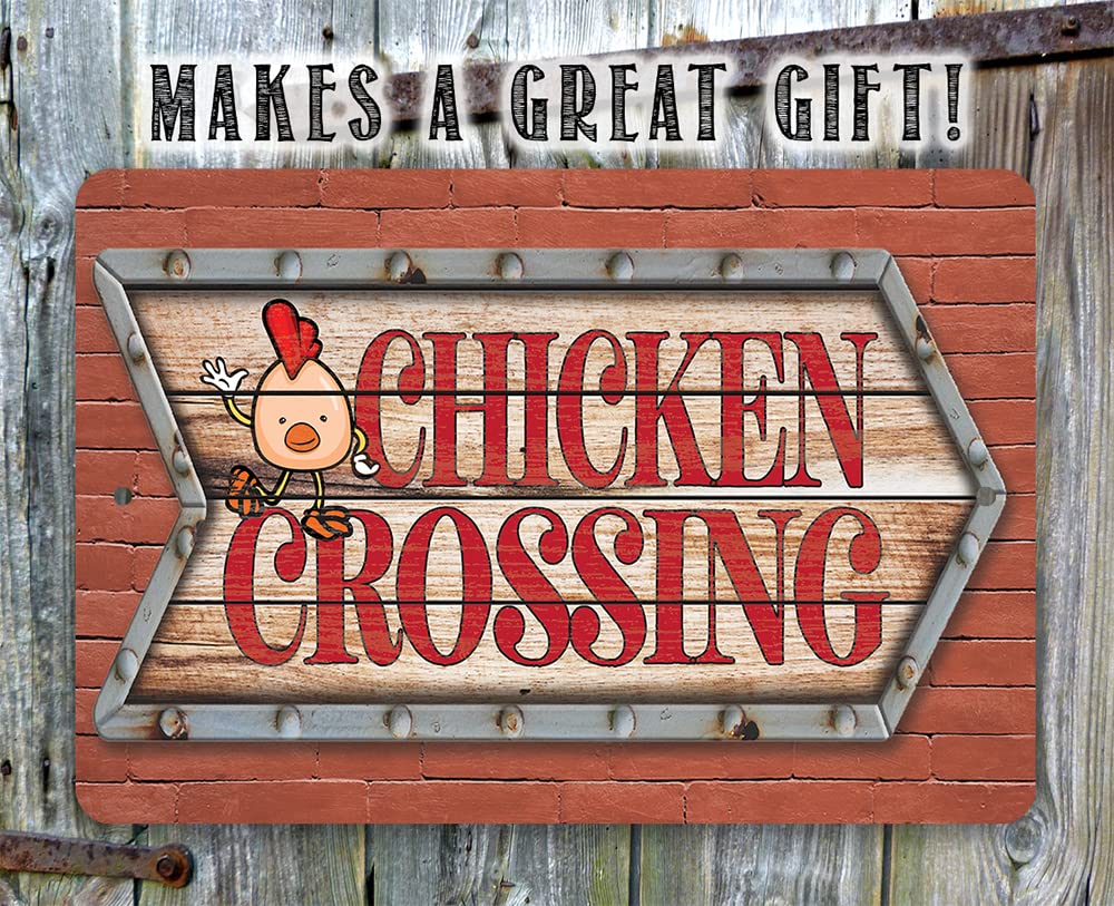 Indoor outdoor chicken decor metal sign 8x12