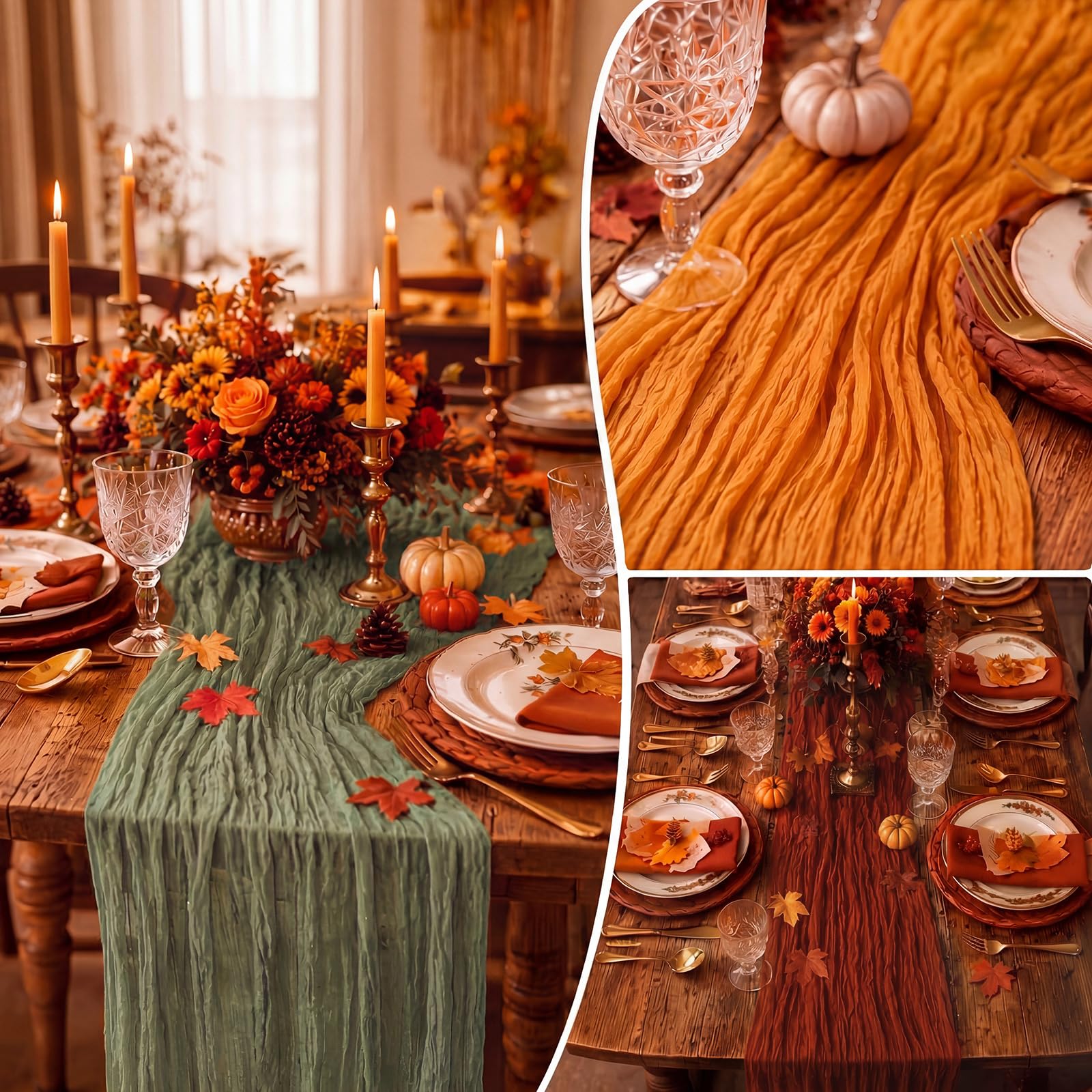 Chicplaid 12-piece cheesecloth table runner set image