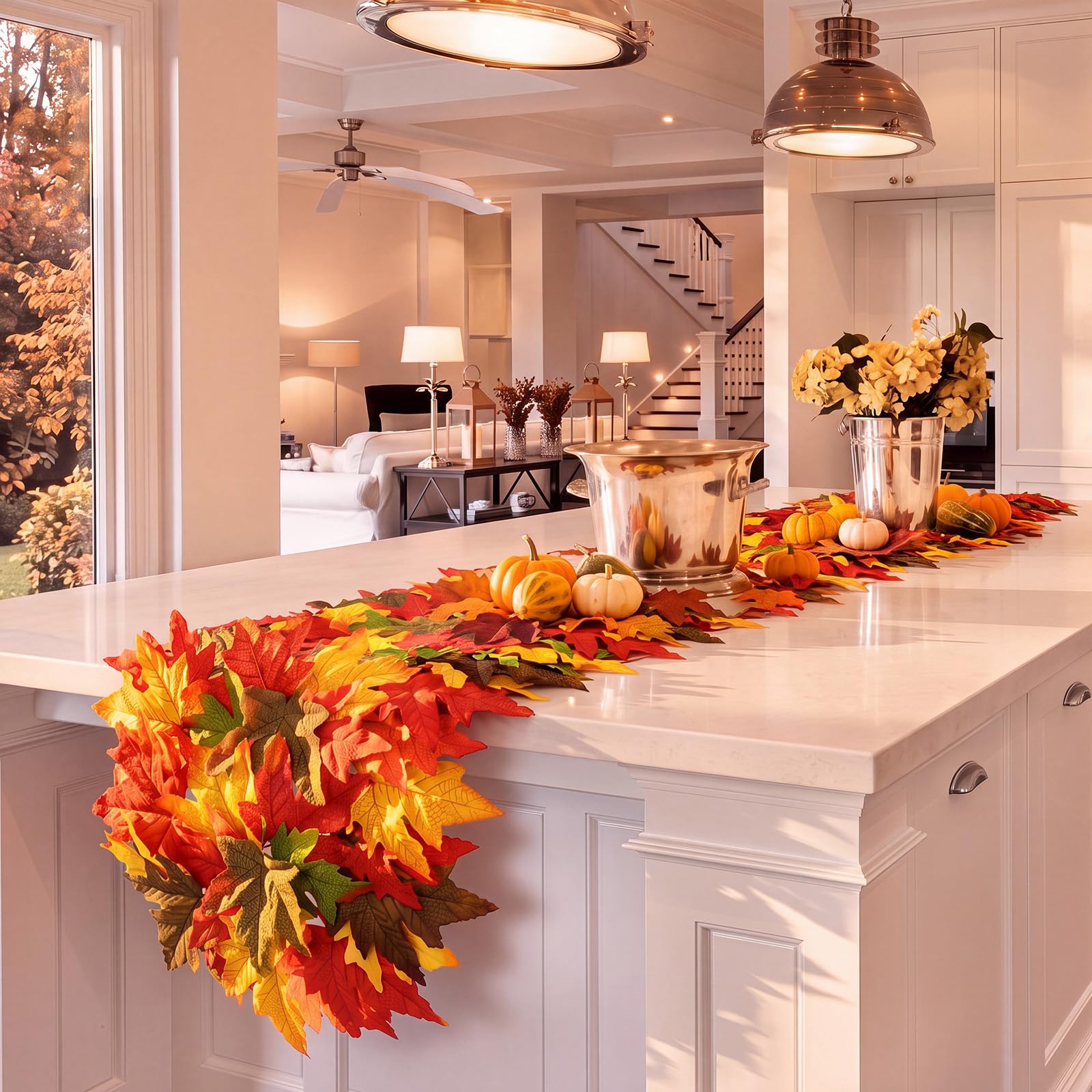 Chicplaid maple leaves fabric table runner decorative accessory