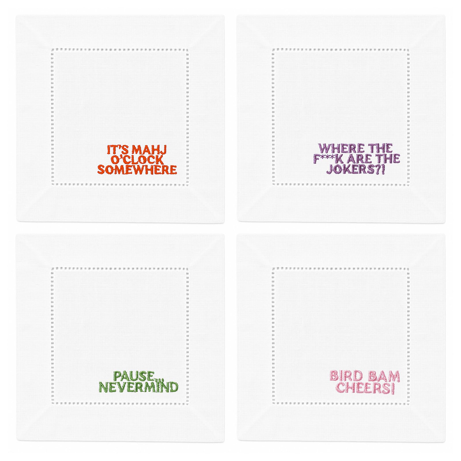 Colorful mahjong napkins linen cotton fabric 6x6 Chicplaid