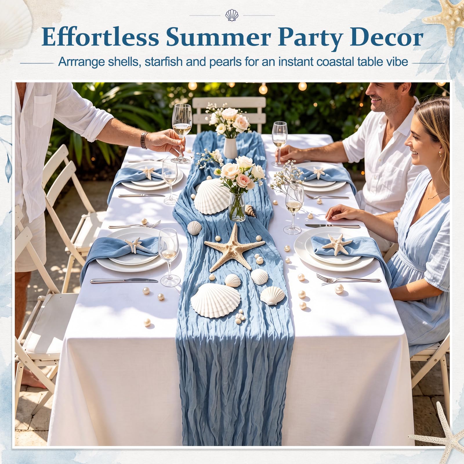 Chicplaid ocean themed table decor for indoor outdoor use