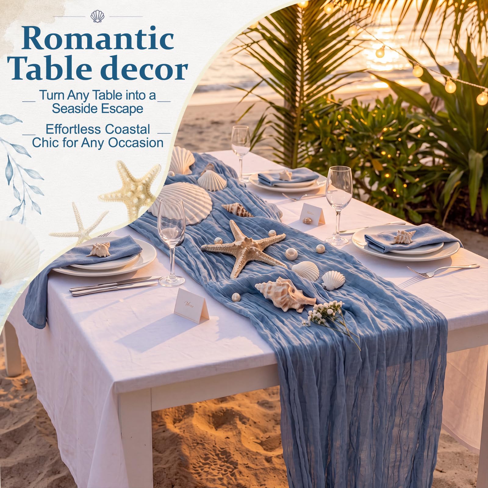 Chicplaid natural shell fillers for coastal tables