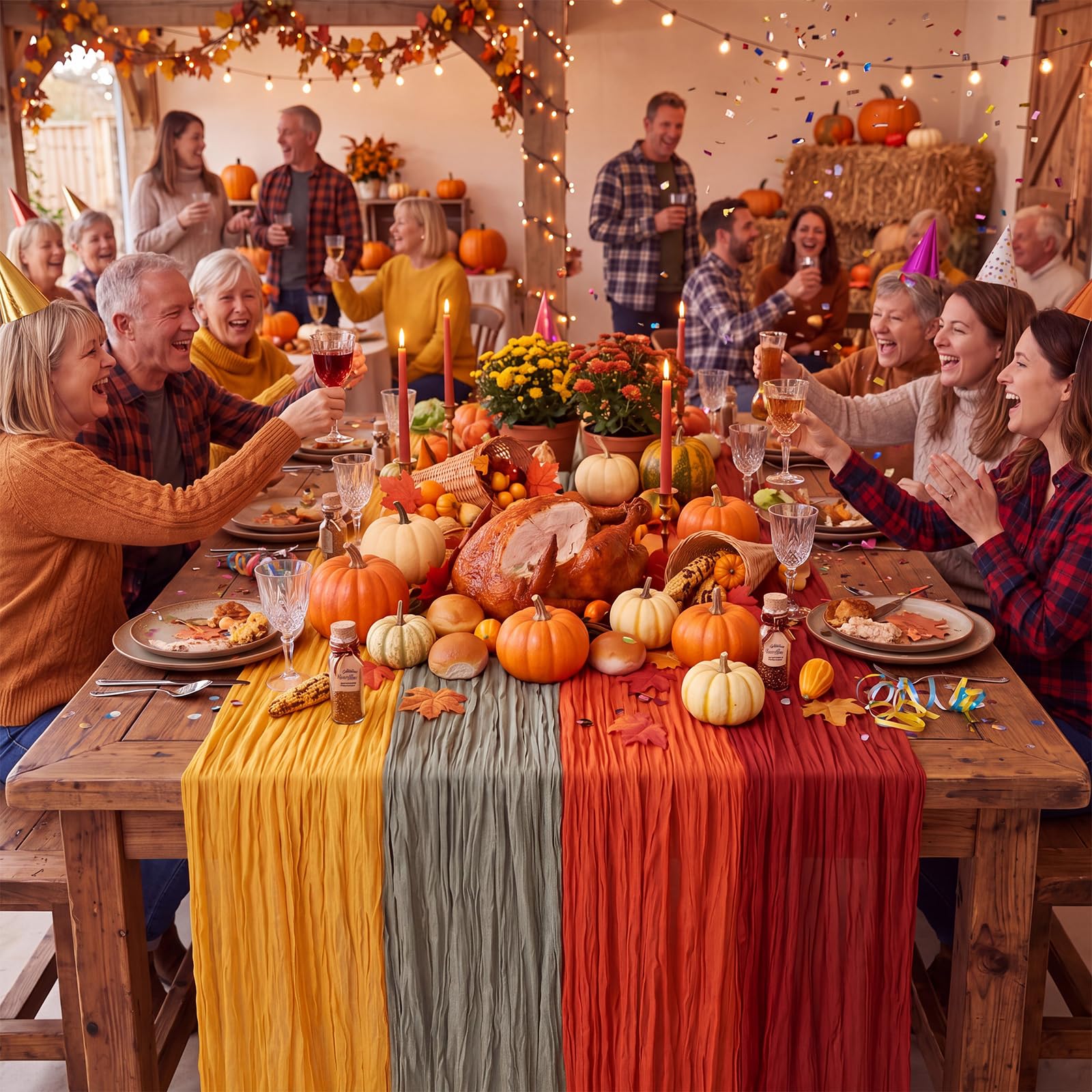 Chicplaid turmeric cheesecloth table runner 35x120