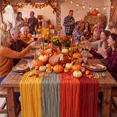 Chicplaid turmeric cheesecloth table runner 35x120