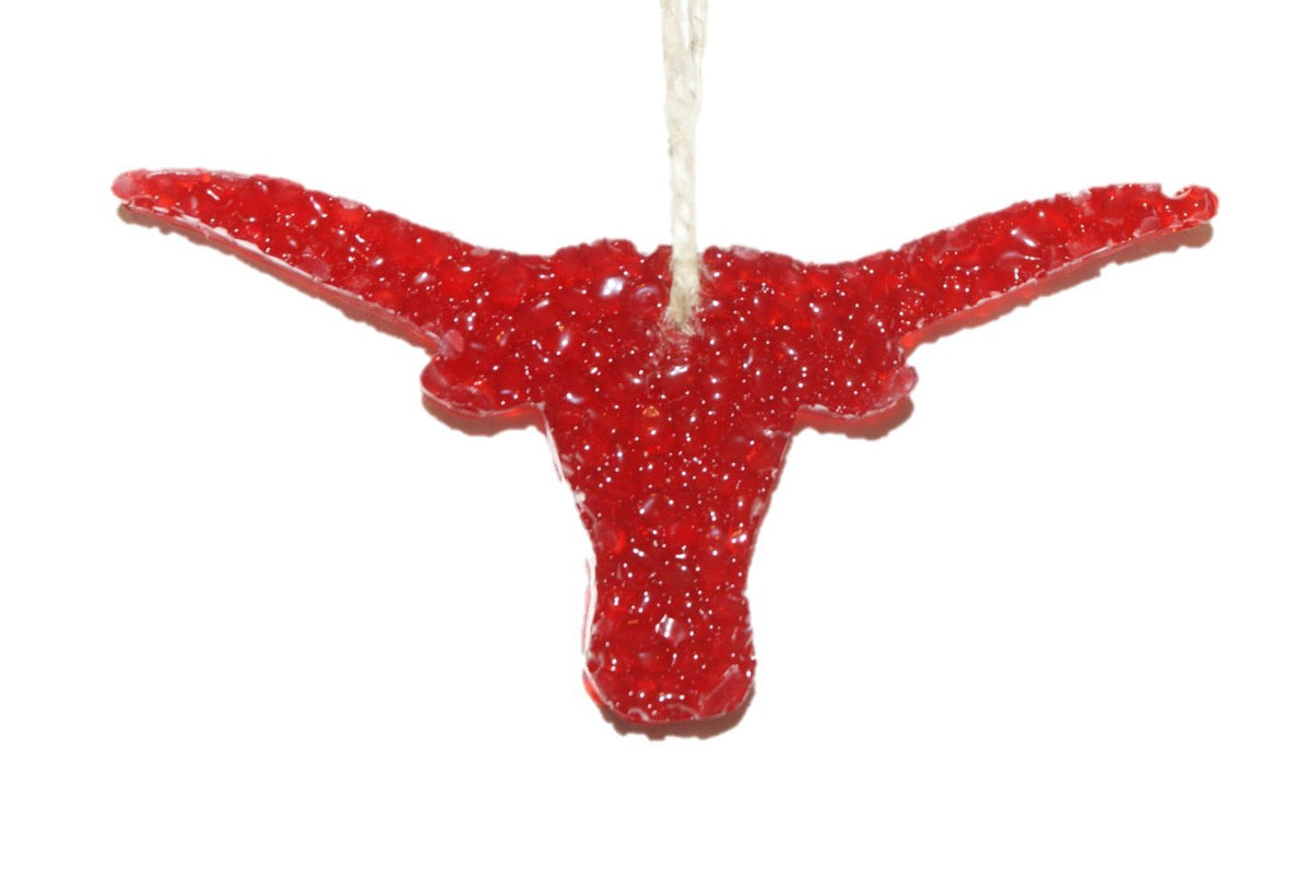 ChicWick leather fiery Texas Longhorn car freshener 5 inches across and 2 inches down