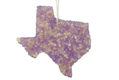 ChicWick Lemon Lavender Texas Shape Car Freshener hanging from car rearview mirror