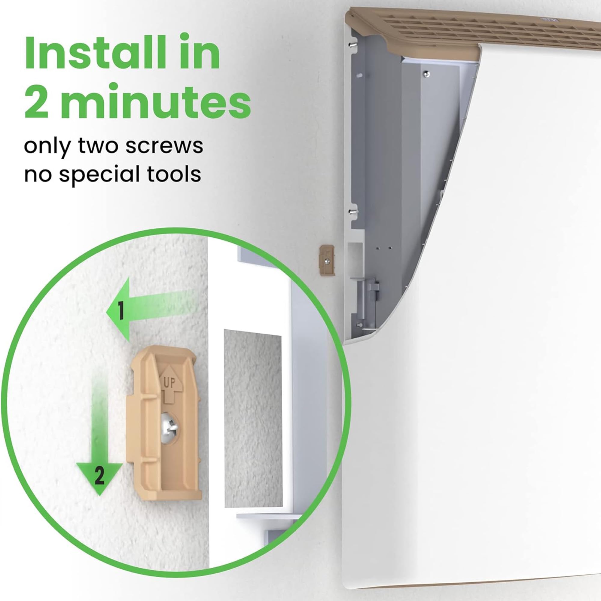 Slim wall-mounted design Envimax heater with cord storage