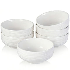 CHILDIKE cereal bowls 6 white ceramic ribbed exterior