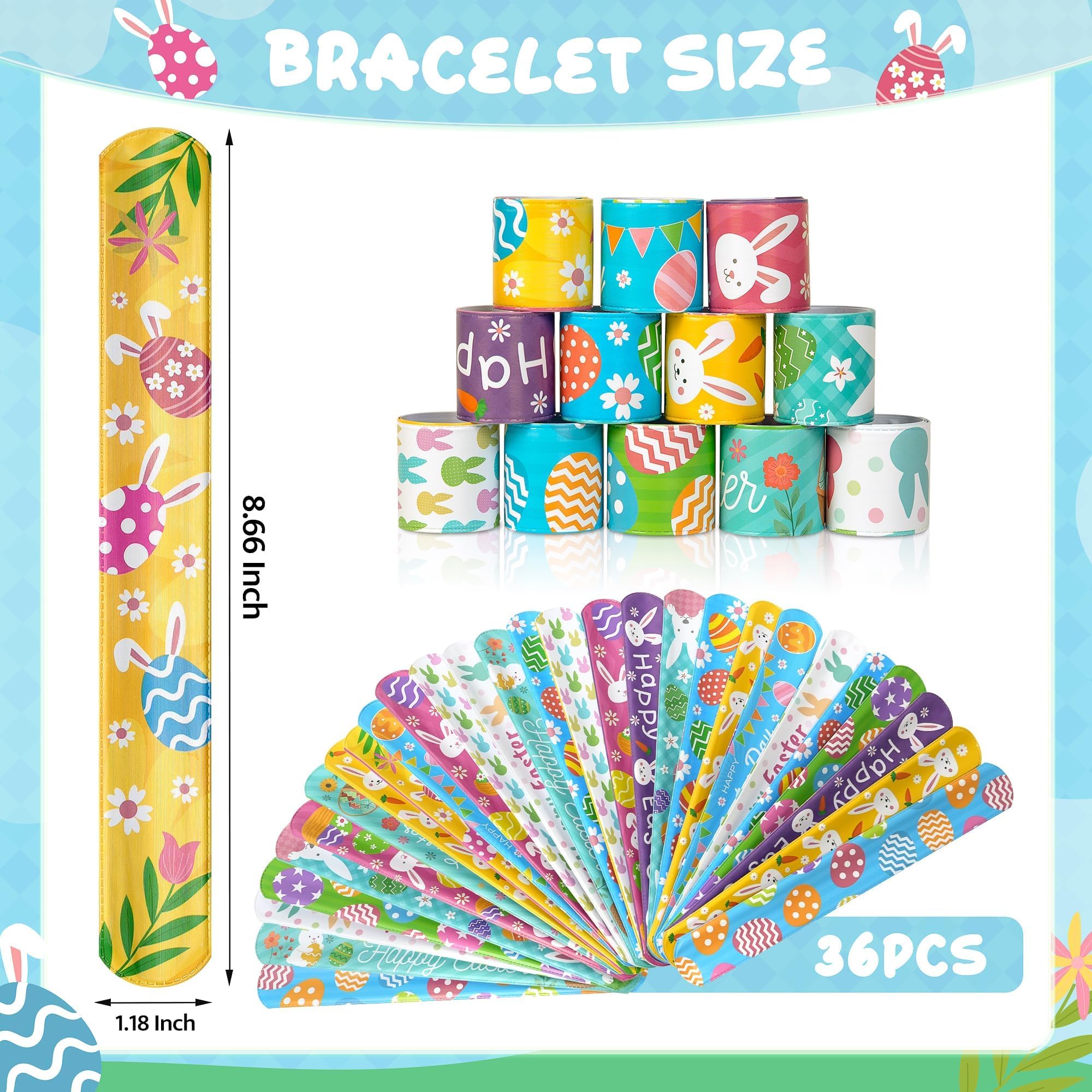 One size fits kids and adults for Easter slap bracelets
