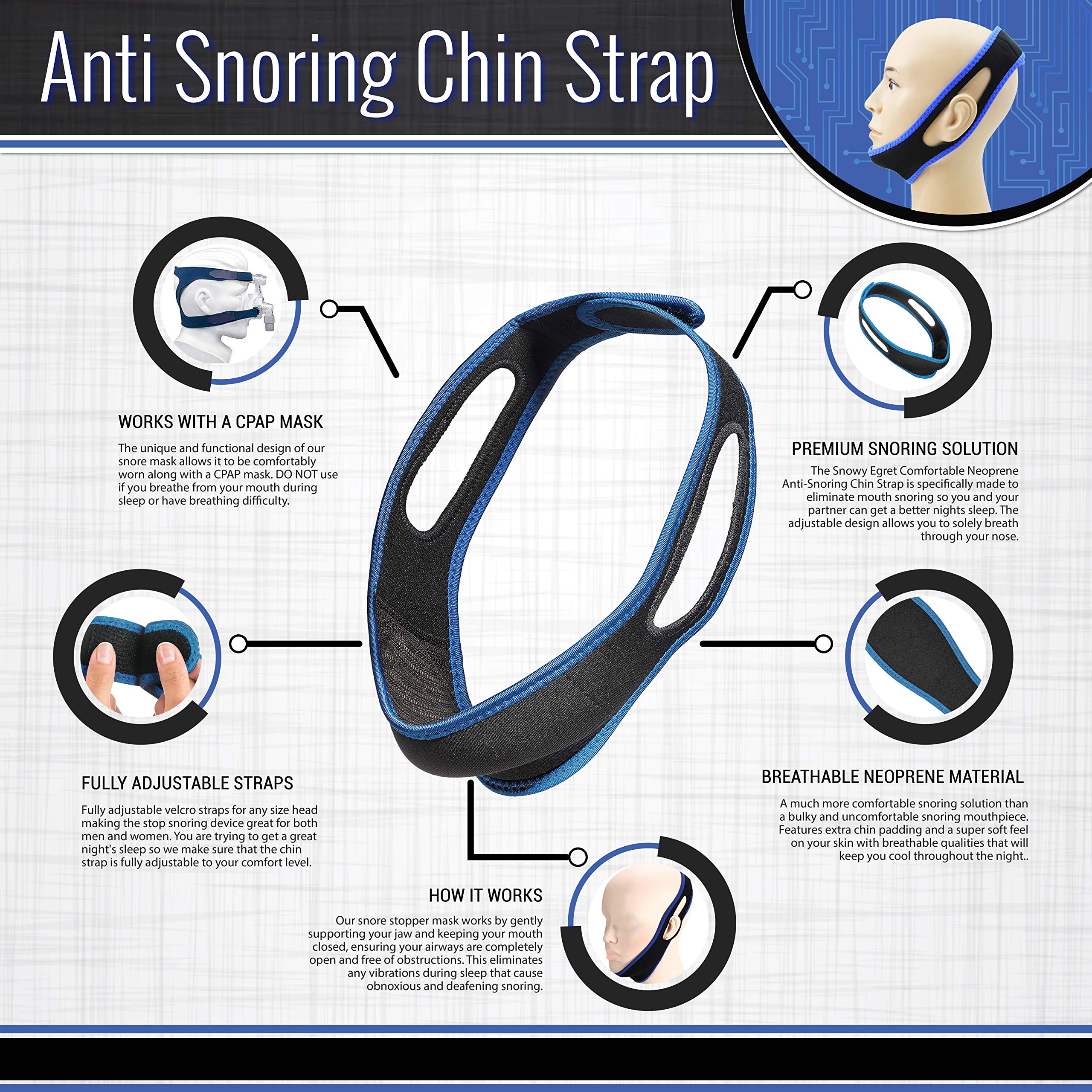 Easy to clean chin strap by washing with soap and water and air drying