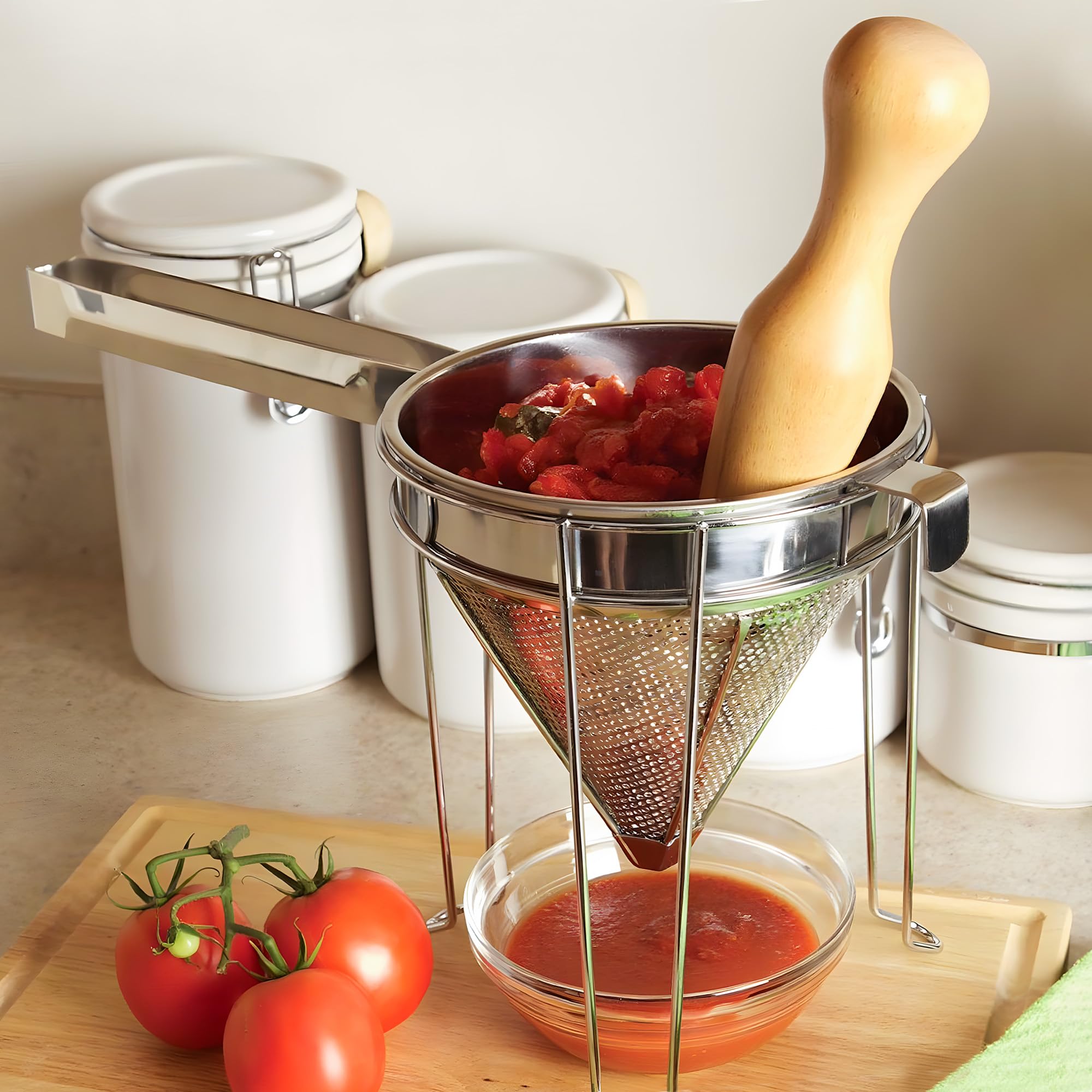 Chrome plated steel stand for strainer
