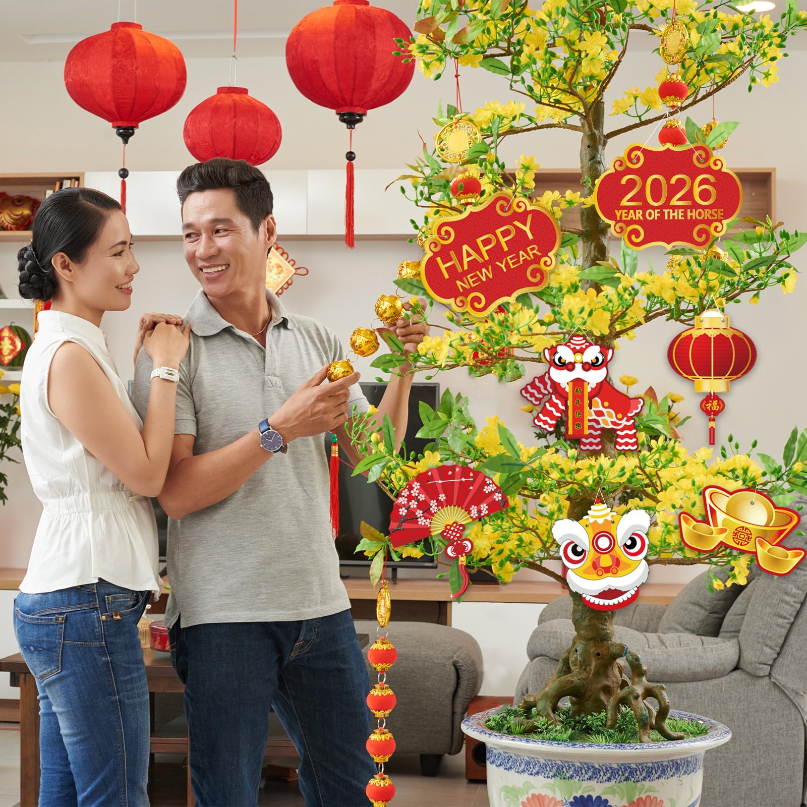 Package includes 1 Chinese New Year flag banner and rope
