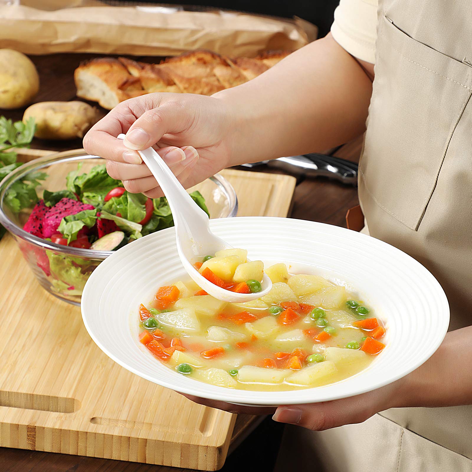 Wide deep spoon bowl for pho ramen soba and udon