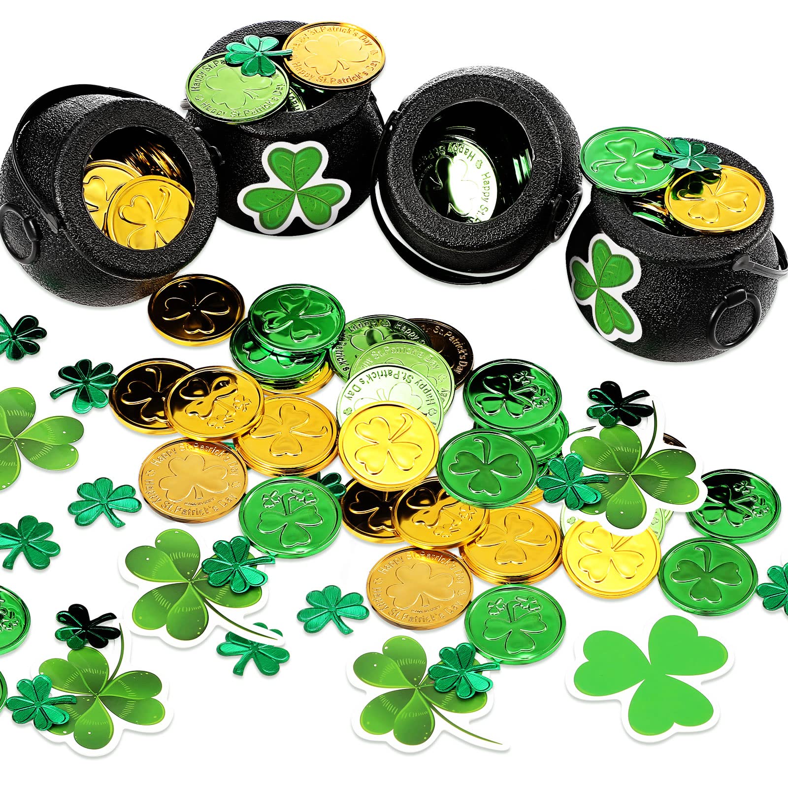 Chivao four piece St Patrick's mini plastic black cauldron