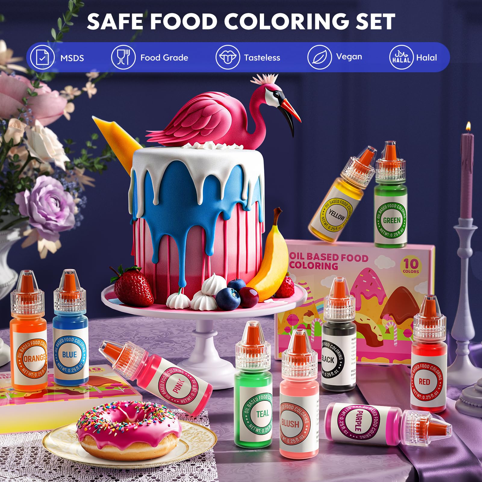 Chocolate coloring set for icing fondant and candy