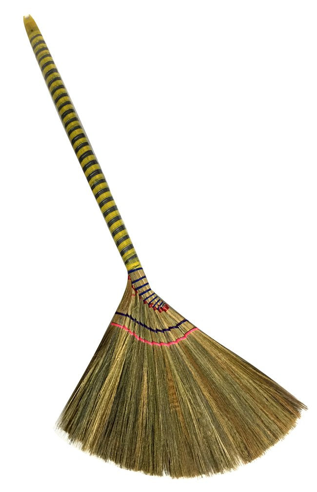 Choi Bong Co Vietnam Hand Made Straw Soft Broom colored handle 1pc