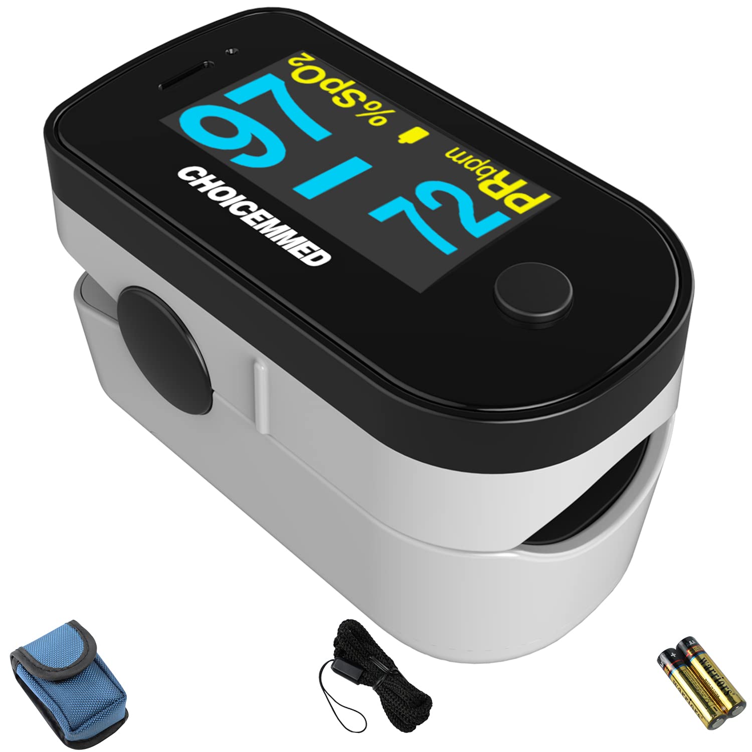 CHOICEMMED black oximeter with OLED screen front view