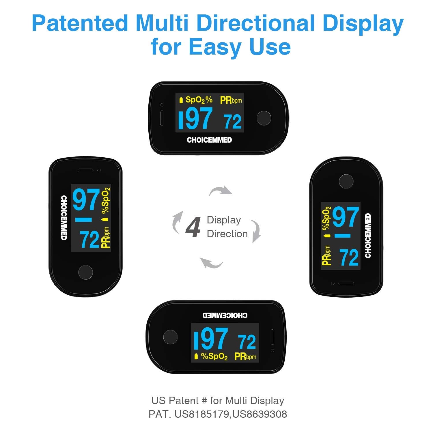 CHOICEMMED dual color OLED display oximeter in use