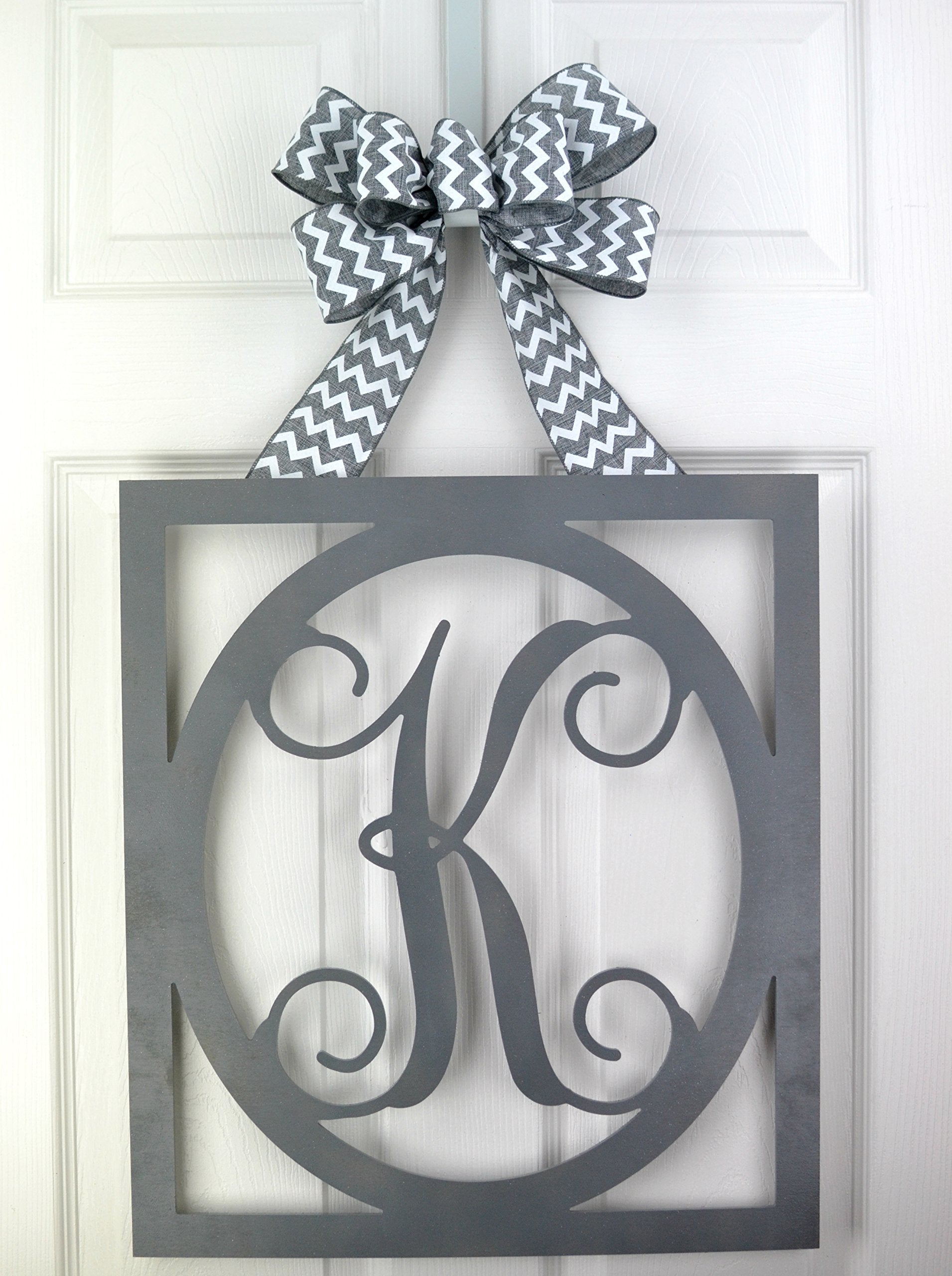 Monogram size option 3-letter or 1-letter with bow shown