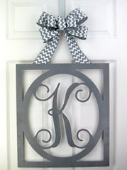 Monogram size option 3-letter or 1-letter with bow shown