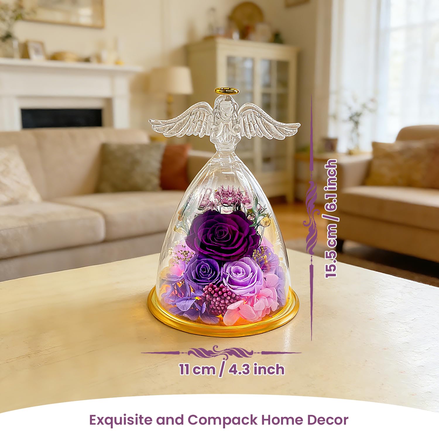 Mother’s Day gift angle with wings and preserved roses