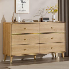 Chrangmay 6 drawer dresser in oak finish