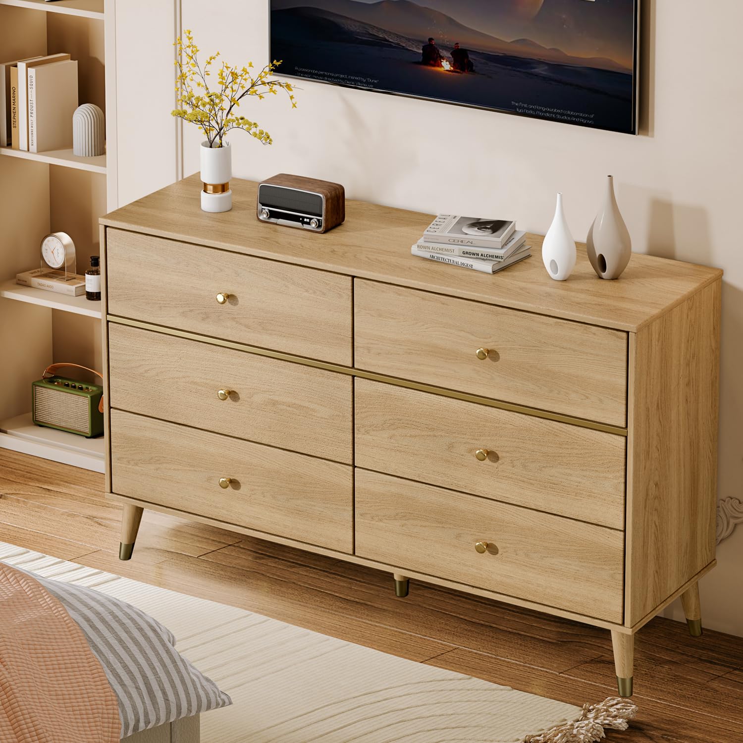 Chrangmay mid century dresser in oak finish