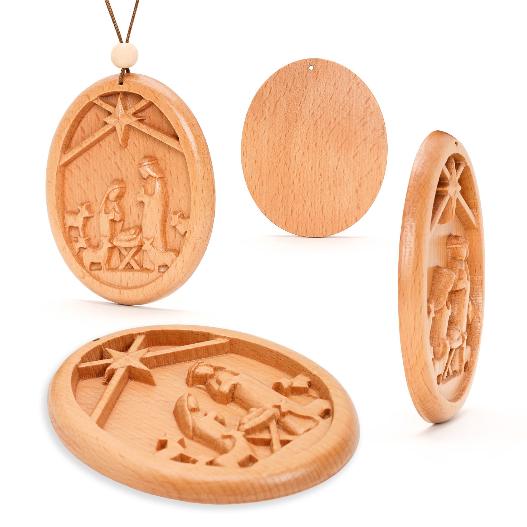 Christian Christmas ornaments wooden decor for holiday display