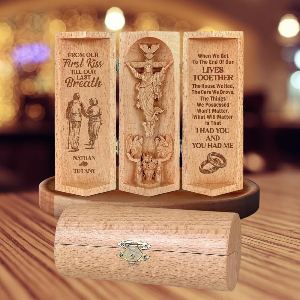 Engraved Christian couple keepsake for husband and wife