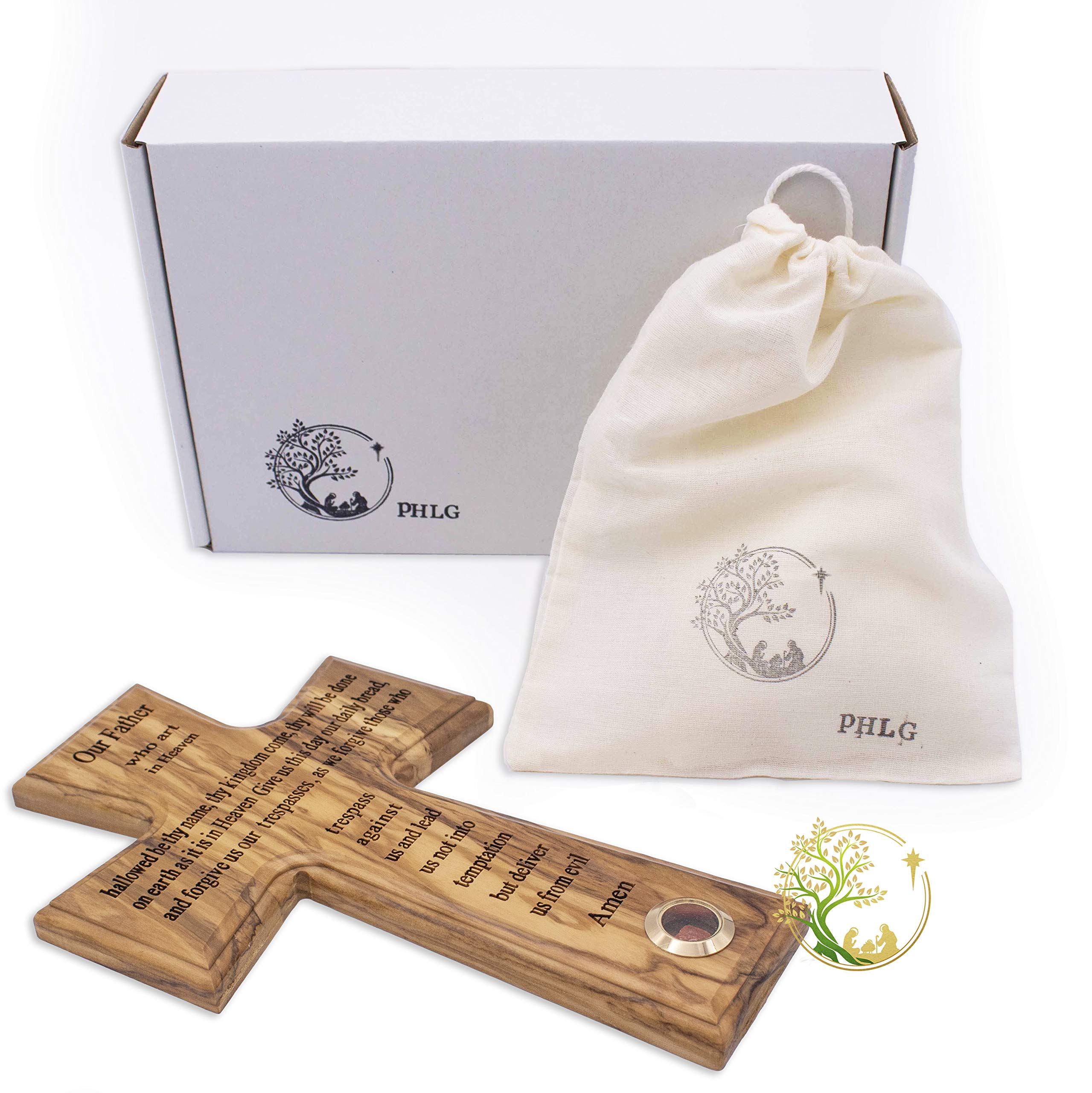 8x5 inch hanging olive wood cross decorative gift