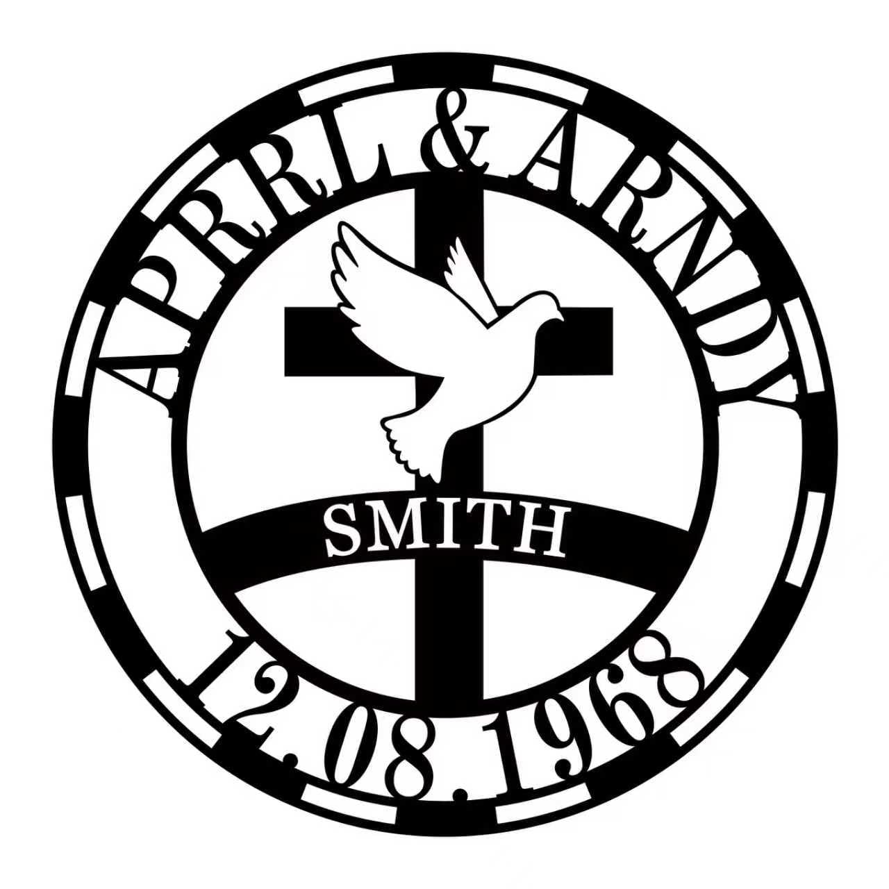 Christians Cross Wall Sign with personalized family name