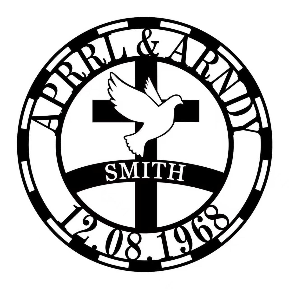 Christians Cross Wall Sign with personalized family name