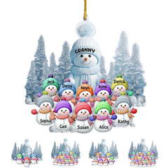 Christmas Blue Vibe Snowman ornament for grandma and grandkids