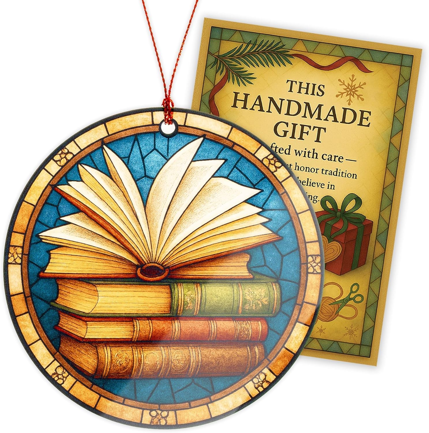Christmas book tree suncatcher ornament for gift ideas