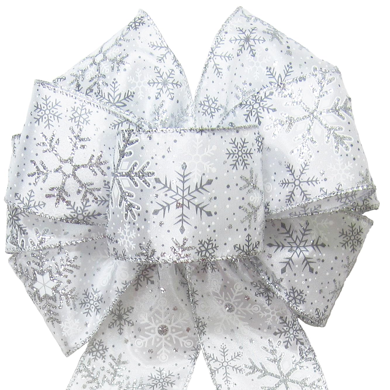 Snowflake Christmas Bow decorative bow for wreaths lanterns and gifts