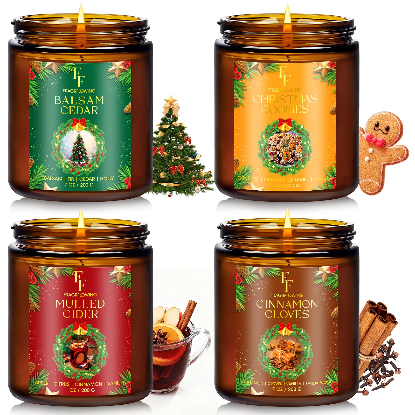 christmas candles set 4 pack festive box packaging