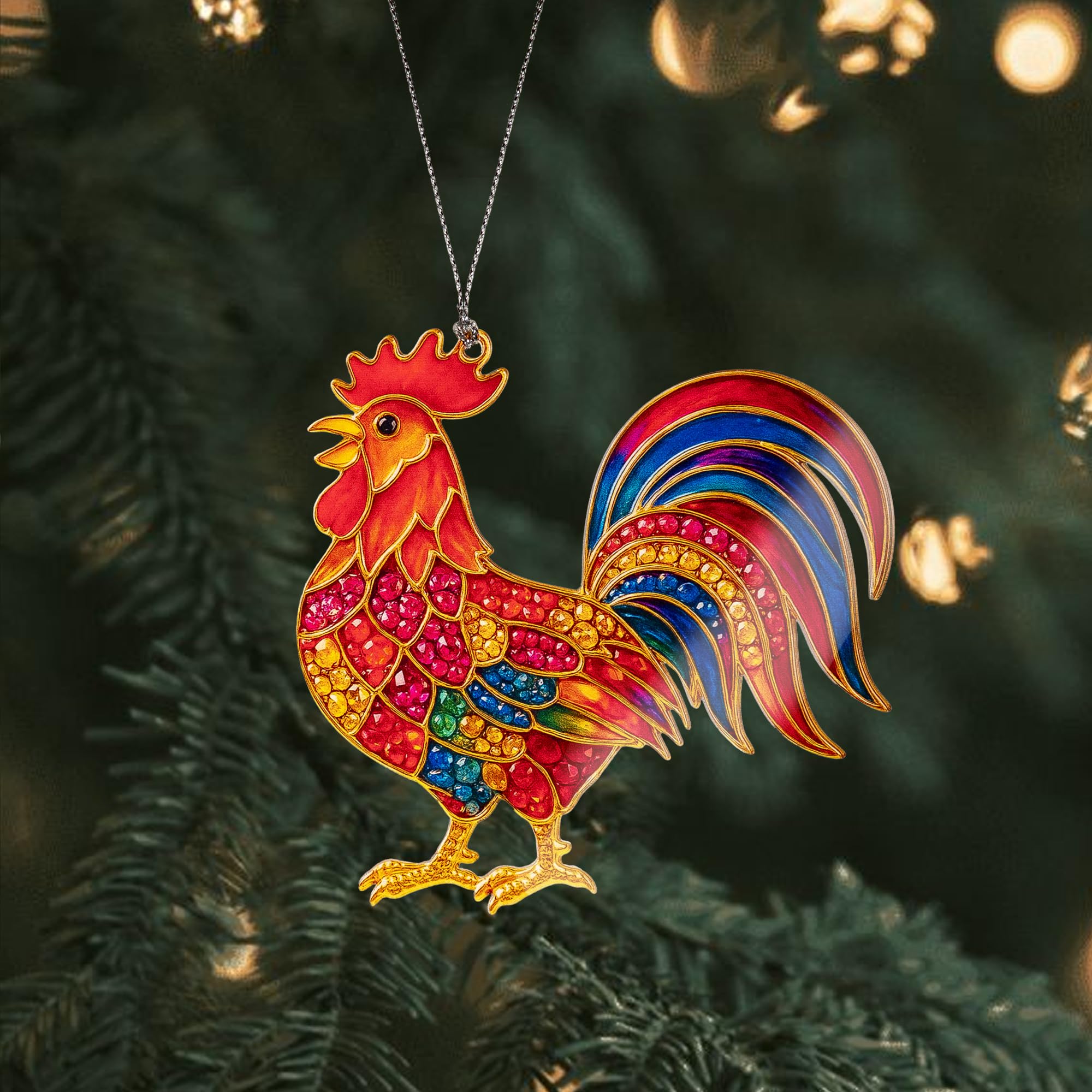Christmas chicken decor ornament in ready to gift packaging