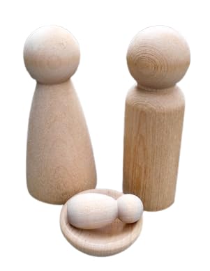 Includes four blank wood pieces for nativity scene