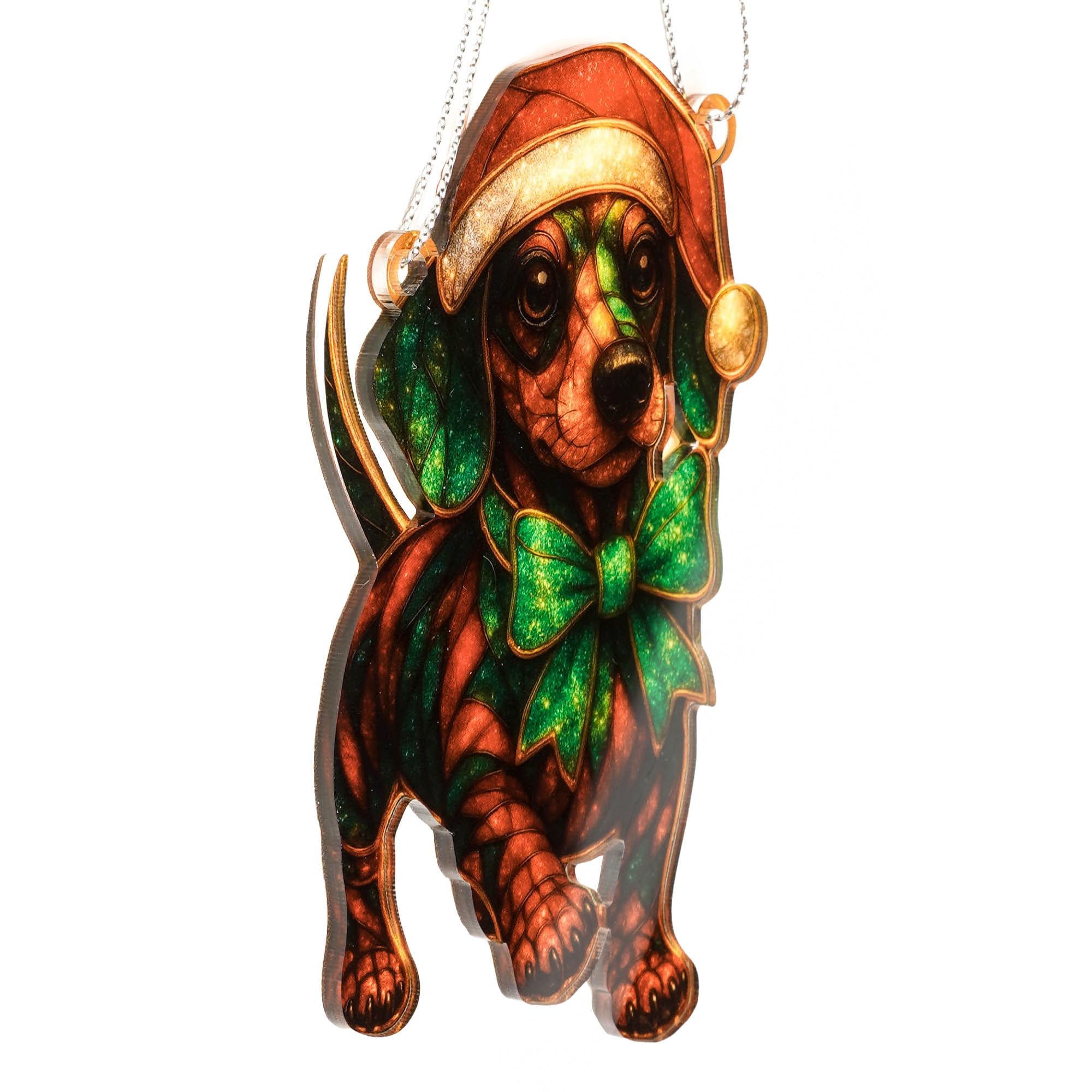 Christmas dachshund ornament display concept