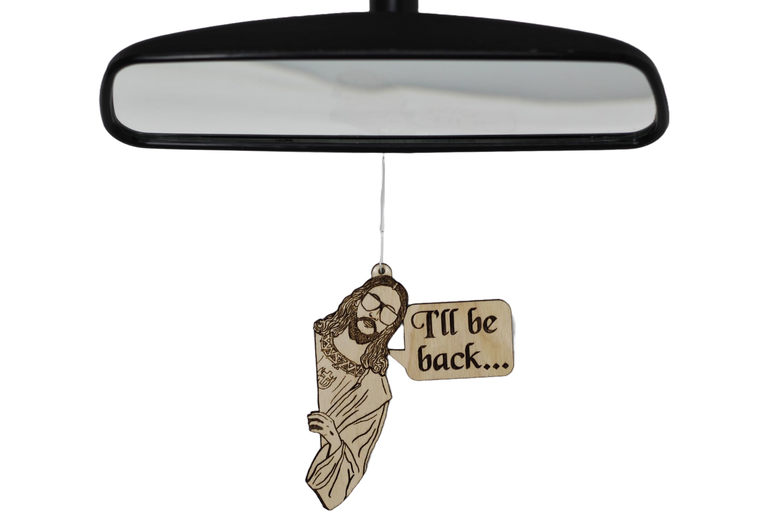Handmade holiday decoration Jesus I'll be Back wood ornament